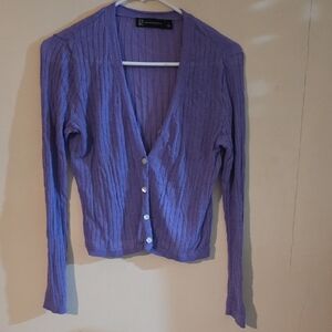 New York & Company Purple Ribbed Sweater